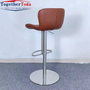 Chaise de bar moderne en aluminium de style nordique avec velours doré et cuir, stable et durable pour salle à manger, bar, cuisine, salon - Product Image 4