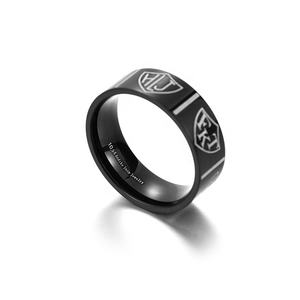 Yiwu ACEon วงสแตนเลสสตีลกว้างสำหรับผู้ชาย, สีดำเป็นแผ่นประทับโล่ภาษาต่างๆ hlj CTR <span class=keywords><strong>fkt</strong></span> เลือกแหวนขวาสีดำสำหรับผู้ชาย - Product Image 5