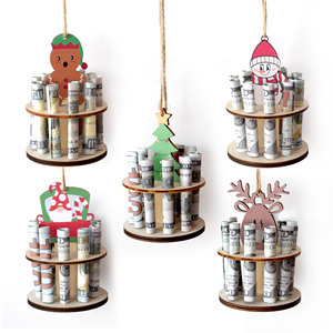 Christmas Decoration Holiday Cash Gift Holder Creative Graduation Cash Gift Holder Laser Cut Wooden Christmas Money <b>Clip</b> - Product Image 4