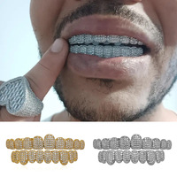 Capuchon dentaire Hip-Hop en cuivre plaqué or Europe et Amérique avec zircon géométrique micro-pavé, accessoire unisexe, modèle YT4203