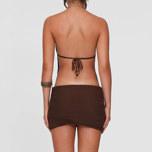 Robe moulante sexy à col en anneau métallique style streetwear pour femme, jupe plissée moulante sexy - Product Image 6