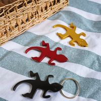 Pembuka Botol Bir Desain Kadal Gecko dari Paduan Aluminium, Logo Kustom, Ukiran Laser