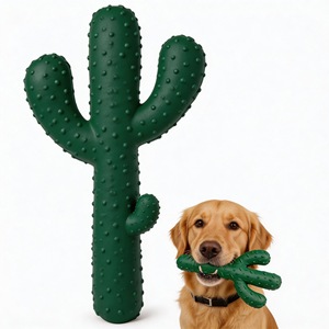 ของเล่นสุนัขแบบอินเทอร์แอคทีฟ ทนทานต่อการกัด ทำจากยางรูปทรงกระบองเพชร สำหรับฝึกสุนัขและทำความสะอาดฟัน - Product Image 1