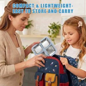 304 <b>Stainless</b> <b>Steel</b> 4 Compartment Lunch Box Tray Divided Snack Containers Bento Box Kids <b>Stainless</b> <b>Steel</b> <b>Microwave</b> Safe Plate - Product Image 5