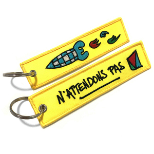 Porte-clés brodés en Chine, fabrication OEM, logo personnalisé, porte-clés brodés pour avion - Product Image 4