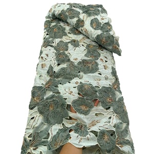 Tela <span class=keywords><strong>de</strong></span> Encaje Africano <span class=keywords><strong>de</strong></span> Alta Calidad NI.AI con Apliques 3D, Flores con Volantes y Pedrería, Encaje Nigeriano <span class=keywords><strong>de</strong></span> Lujo para Vestidos <span class=keywords><strong>de</strong></span> Fiesta y Bodas - Product Image 1