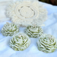 Lilin Aromaterapi Model Bunga Peony, Warna Hijau Zaitun, Efek Gradasi, Lilin Kedelai, Hadiah Pernikahan, Ledakan Warna Lintas Batas