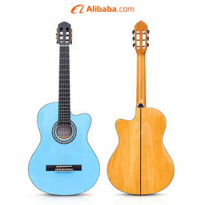 Produits les plus vendus en gros, <span class=keywords><strong>guitare</strong></span> <span class=keywords><strong>classique</strong></span> à corps fin <span class=keywords><strong>de</strong></span> 39 pouces, table en épicéa, fond en tilleul, micro 7545 installé. - Product Image 1