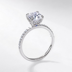 Ensemble de mariage deux pièces en argent sterling S925 avec moissanite taille coussin couleur D VVS1, bague de fiançailles - Product Image 3