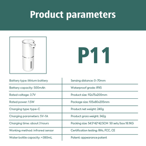 Không Thấm Nước Tự Động Xà Phòng 380Ml <span class=keywords><strong>Touchless</strong></span> Loại C Powered Thông Minh Xà Phòng <span class=keywords><strong>Dispenser</strong></span> Cho Phòng Tắm Nhà Bếp Khách Sạn - Product Image 6