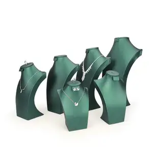 绿色拉丝皮革饰品项链展示架半身像人体耳环戒指展示架