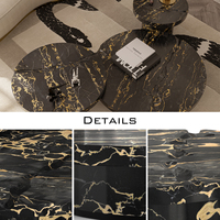 Table basse en marbre noir laqué mat, mobilier moderne pour salon, design de luxe haut de gamme, combinaison créative et tendance