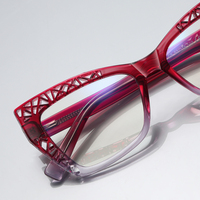 Monture de lunettes optiques anti-lumière bleue Partagas TR90 style œil de chat avec charnières à ressort et branches à broches pour femmes