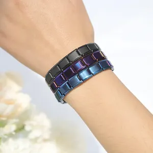 Bracciale a Maglie Italiane Hapiship con <span class=keywords><strong>Charm</strong></span> in Acciaio Inossidabile Argento e Oro all'Ingrosso - Product Image 3
