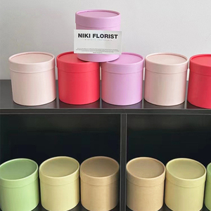 กล่องกระดาษสีทึบแบบย่อยสลายได้กล่องของขวัญทรงกระบอกสำหรับบรรจุภัณฑ์ของขวัญดอกไม้กระดาษทรงกลมดีไซน์เป็นหลอดโลโก้ตามสั่ง - Product Image 2