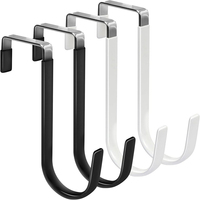 Gancho de pared autoadhesivo negro de metal delgado, de acero inoxidable, para baño y cocina, para toallas y batas, para colgar sobre la puerta