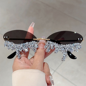 Nuevas Gafas de Sol de Lujo con Montura Metálica Brillante Hechas a Mano, Estilo Clásico sin Montura, Modelo Lágrimas del Diablo - Product Image 5