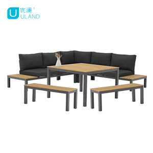 Uland – ensemble de canapés de Patio sectionnels modernes, avec cadre en aluminium, meubles d'extérieur en bois, canapés de jardin - Product Image 1