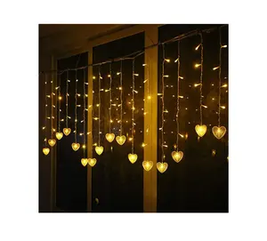 Heart love shape led Christmas curtain icicle lights house pendant accessories holiday light up string lights customize
