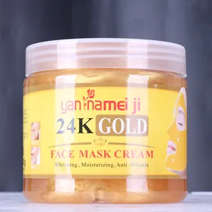 Label Pribadi Masker Wajah Emas 24K, Krim Wajah Kolagen Kuat Pelembap Pemutih Anti Keriput