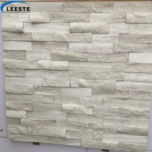 流行的天然石材白色木材大理石文化石材堆叠石墙包面砖