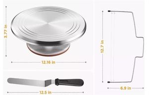 Meilleurs supports rotatifs professionnels pour gâteaux, pour la décoration créative de gâteaux avec des glaçages floraux et des outils métalliques pour la décoration de gâteaux de différentes tailles - Product Image 4