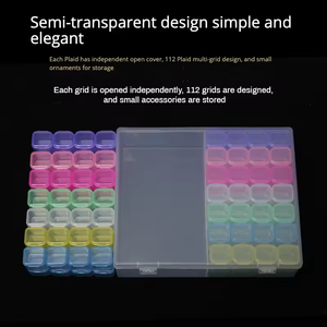 Caja de almacenamiento para decoración de <span class=keywords><strong>uñas</strong></span>, 112 rejillas, sellada individualmente, joyería extraíble, contenedor de Punta falsa, caja organizadora de diamantes de imitación, herramientas - Product Image 2