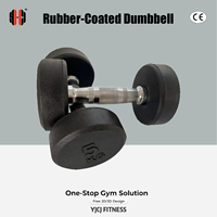 Mancuernas Redondas Recubiertas de Goma con Mango de Metal Texturizado y Pesas Equilibradas para Equipos de Entrenamiento Físico Comercial