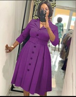 Robe de bureau tendance pour femme, grande taille, col en V, revers, coupe trapèze, simple boutonnage, avec ceinture