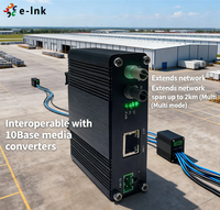 Convertidor de Medios de Fibra Óptica Ethernet Industrial de 10 Mbps, 10BASE-T, 10BASE-FL, ST, 2 km, Multimodo, 12-48 V CC, Amplio Rango de Temperatura