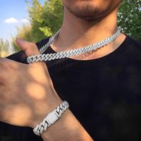 Bracelet à maillons cubain style hip hop avec clous en diamant pour homme en or jaune 10 carats