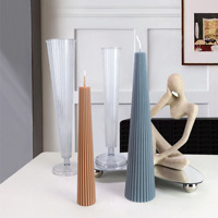 Moule à bougie pilier à grandes rayures HY, moule à bougie cylindrique côtelé en plastique pour la décoration intérieure et la fabrication de bougies