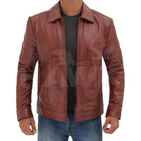 Veste en cuir pour hommes en peau de mouton naturelle de qualité supérieure, tannée végétale, chaude pour l'hiver.