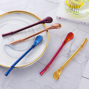 Pailles réutilisables en acier inoxydable avec filtre à eau, thé et miel, et cuillère-filtre - Product Image 4