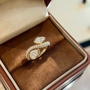 อาซูโอ 18K ทองคำแท้สีเหลืองประดับเพชรที่ปลูกในห้องปฏิบัติการ แหวนรูปทรงหยดน้ำสุดหรูสำหรับงานแต่งงานของผู้หญิง เครื่องประดับแฟชั่นคุณภาพสูง - Product Image 3