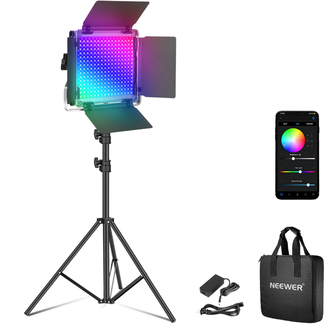 NEEWER 660 PRO RGB LED Video Light 50W Photography Lighting Panel with 3200K-5600K Color Temperature 360° RGB CRI 97+