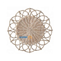 Vietrustic <strong>Best</strong> <strong>Selling</strong> Eco-Friendly Disposable Handwoven <strong>Rattan</strong> Table Placemats Whitewashed <strong>Charger</strong> Mat Plant Pattern Made