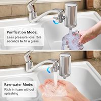 Filtre à eau en acier 304 pour robinet d'évier, purificateur d'eau rotatif à 360° ANSI42, réduit les métaux lourds, élimine 99,6% du plomb, améliore le goût