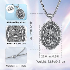 <span class=keywords><strong>Collier</strong></span> pendentif tendance pour homme Merryshine en argent sterling 925 <span class=keywords><strong>avec</strong></span> chaîne à maillons et <span class=keywords><strong>image</strong></span> du Saint Michel, symbole de foi - Product Image 6