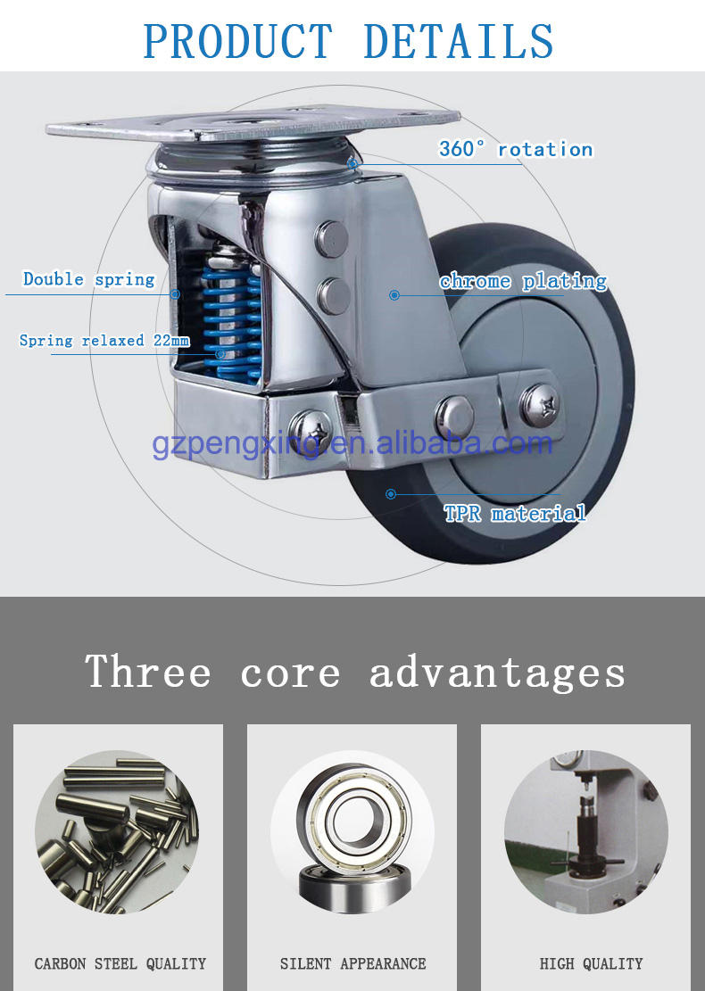 4 Inch Casters with Spring Industrial Casters AGV Spring Loaded Casters