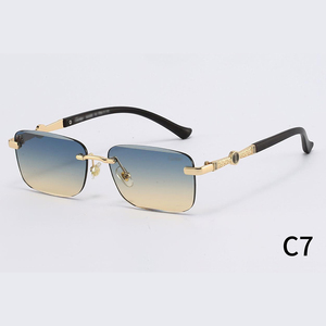 Lunettes de soleil classiques <span class=keywords><strong>Crti</strong></span> Gold, lunettes de marque, lunettes de soleil de luxe, lunettes de soleil de créateur, lunettes en métal sans monture, lunettes anti-UV - Product Image 1