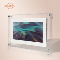 AMABOO Cadre photo numérique en acrylique avec horloge, écran LCD 7 pouces, alimenté par piles, pour objets vidéo et photos à effet infini, en cristal transparent, vente en gros