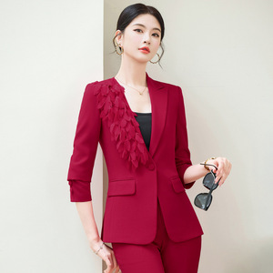 Women's Suit Set Solid Color Polyester Fiber Spring Casual Business Banquet Wear - Product Image 2