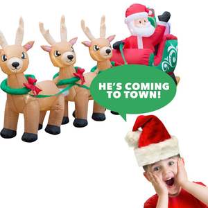 En Stock Trineo Inflable de Navidad de 12 Pies con <span class=keywords><strong>Santa</strong></span> Claus y Reno para Decoración de Patio con Luces Suministros de Decoración Navideña con Certificación UL - Product Image 6