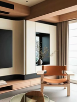 Meuble mural de salon italien moderne, meuble TV, système de rangement modulaire de luxe, éclairage LED, panneau personnalisé en bois écologique