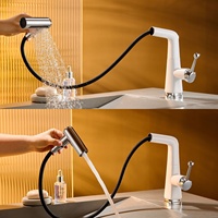 Robinet de lavabo de salle de bain moderne de luxe en alliage de cuivre, pivotant, multifonction, à montage sur plan, eau chaude/froide, avec poignée unique