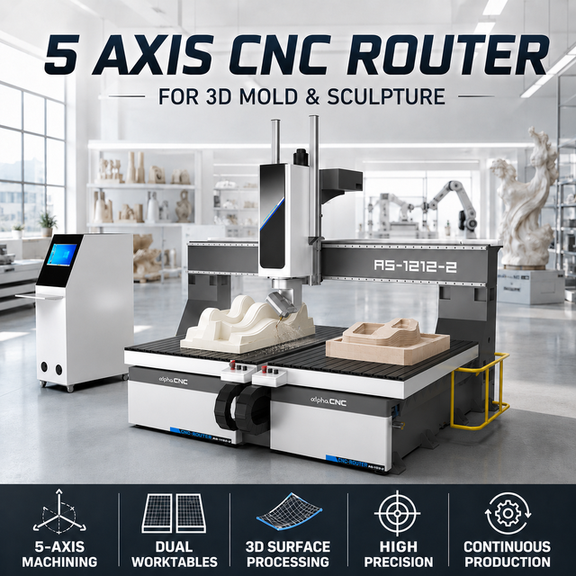 Cnc Milling Machine 5 Axis High-Efficiency Double-Platform Cnc Router 5 Axis Wood 3d Sculpture Carving for Furniture Engraving