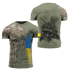 Custom 3D Camouflage Sublimation <b>Transfer</b> Print Knitted Breathable Polyester Short Sleeve Quick Dry Outdoor Activities T-Shirt - Product Image 1