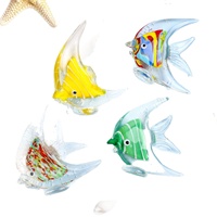 Sculpture de poisson en verre soufflé à la main de Murano, figurine artistique, statue, ornement animal marin, décoration d'intérieur, décoration d'aquarium de bureau