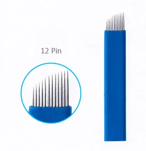 Einweg Verwenden Blau 0,20mm 12 Pins Augenbraue Tattoo Nadel Für Microblading Stift